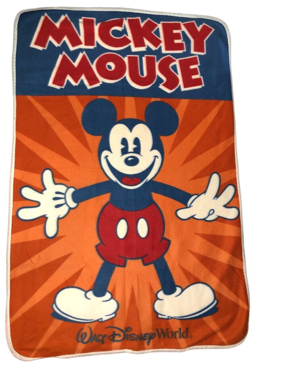 Disney Parks Mickey Mouse Retro Fleece Throw Blanket Walt Disney World Orng Blue
